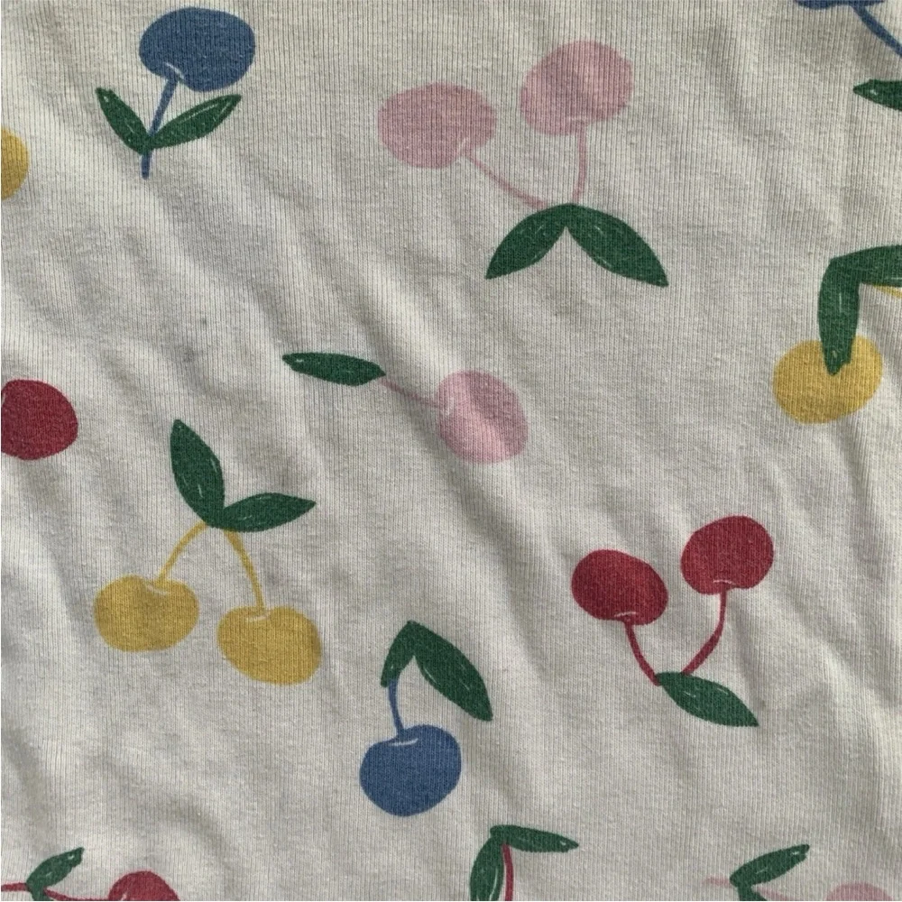Hanna Andersson Pajama Set Top & Bottom Girls Size 10 Cotton pjs Ivory Cherries